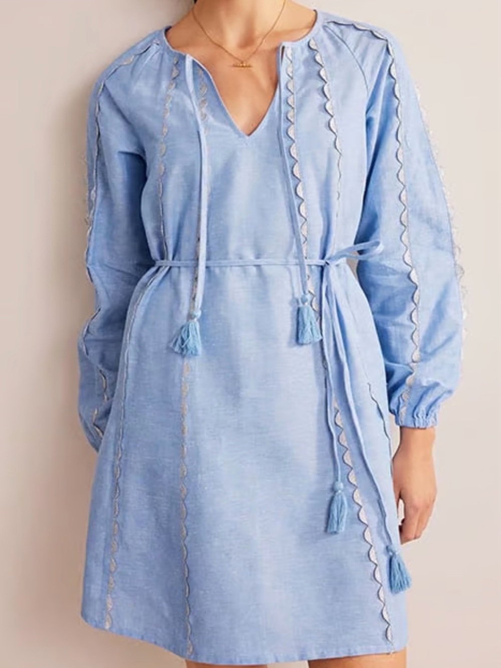 Boden Ric Rac Linen Mini Dress